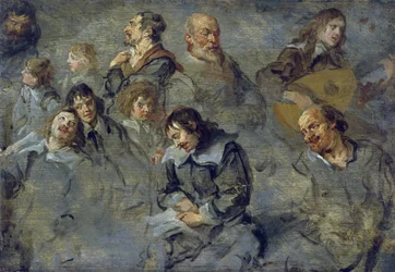 Studier av manliga huvuden av Schut, Cornelis (1597-1655)