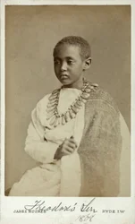 Prins Alamayu, son till kejsar Theodor II av Abessinien, Ryde, England, 1868 (albumintryck)