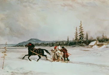 Människor som åker släde, ca 1855