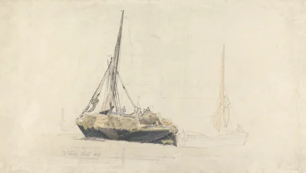 En segelpråm lastas med hö, december 1827