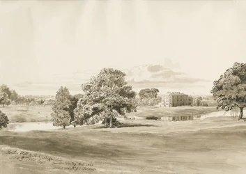 Betley Hall: sepiatvättteckning, okt 1820