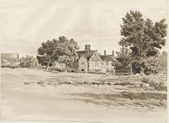 Oaken - Farm House: sepiatvättteckning, 5 augusti 1820