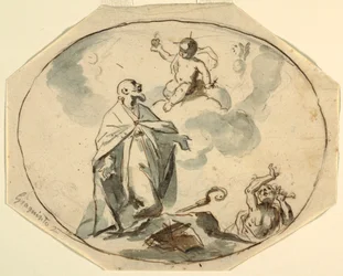 Biskop Saint Adoring Christ Child