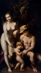 Venus med Merkurius och Amor - Kärlekens skola, omkring 1525, 1912