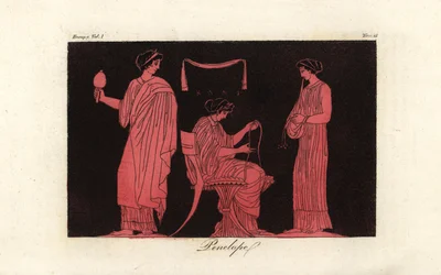 En skildring av Penelope, Odysseus hustru, med hennes skötare