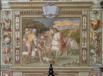 Jaktscen, ur Godfrey av Bouillons handlingar, ca 1589-94 (fresco)
