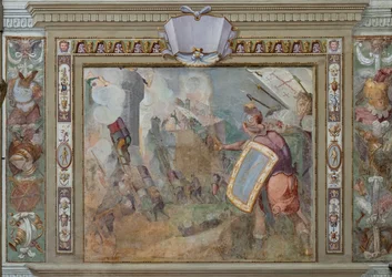 Godfrey av Bouillons erövring av Jerusalem, ca 1589-94 (fresco)
