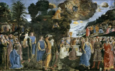 Discesa dal monte Sinai Nedstigningen från berget Sinai, 1481-1482.