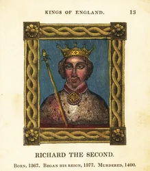 Porträtt av kung Rikard II, kung Rikard II av England, född 1367, började regera 1377 och mördades 1400