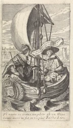 Kung Ludvig XIII och kardinal Richelieu i en pråm