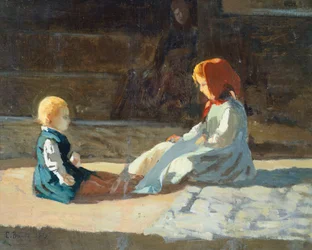 Barn i solen, cirka 1860, av Cristiano Banti (1824-1904)