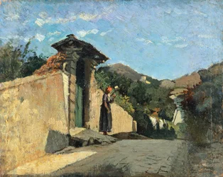 Studie av landskap, ca 1861, av Cristiano Banti (1824-1904), olja på duk ombord