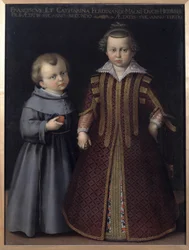 Porträtt av Francis och Catherine de Medicis (Francesco et Caterina de Medici), Ferdinands barn (olja på duk)