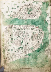 Karta över Konstantinopel, ca 1420 (Vellum)