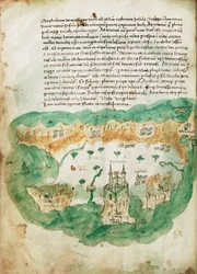 Karta över Zakinthos, ca 1420 (pergament)