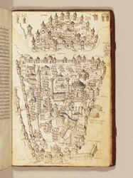Karta över Konstantinopel, illustration från "Liber Insularum Archipelagi"