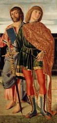 St. Matteus och St. Sebastian, ca 1499 (tempera på träpanel)