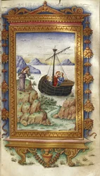 Oinone sörjer vid åsynen av Paris med Helena, illustration till Ovidius «Heroides», 1485-1499