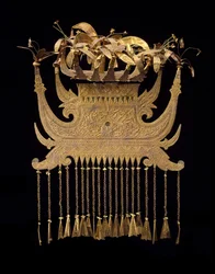 Huvudbonad, sent 1800-tidigt 1900-tal (guld & guldfolie)