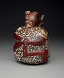 Fartyg som föreställer en sårad krigare, tidig mellanperiod, Nazca fas 7, c.500-600 (keramik)