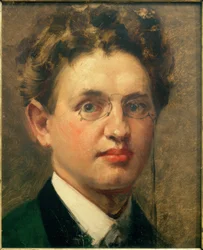 Självporträtt, en face, med pince-nez