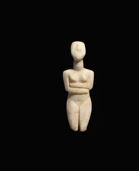 Liggande kvinnofigur, tidig Spedos-variant, Early Cycladic II, c.2600-2500 f.Kr. (marmor)