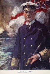 Amiral Sir John Jellicoe, illustration från "Told in the Huts: The YMCA Gift Book", publicerad 1916