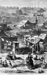 The Squatters of New York - Scen nära Central Park, från Harpers Weekly, pub. 1869