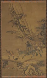 Zhong Kui och demoner som korsar en bro