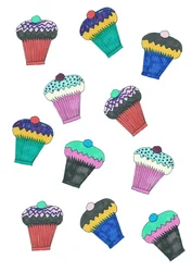 Cupcakes, 2017 (tuschpenna på papper)