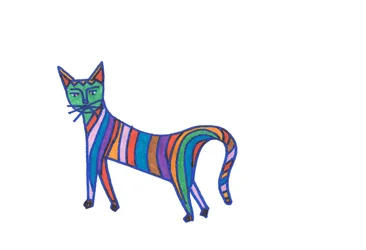 Rainbow Cat (filtspets på papper)