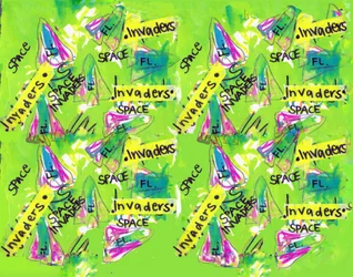 Space Invaders (akvarell, tejp, penna, photoshop)