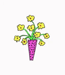 Vas med blommor (penna på papper  Photoshop)