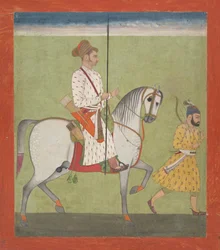 Jhujhar Singh till häst, ca. 1720-30.