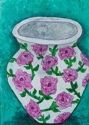Vase med rosa rosor
