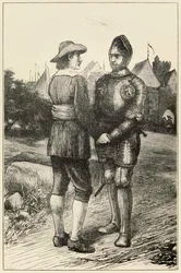 Hoppfull och kristen från The Pilgrims Progress From This World, To That What Is To Come av John Bunyan (1628-1688) illustration av Thomas Dalziel (1823-1906) Hopeful från staden Vanity ansluter sig till C