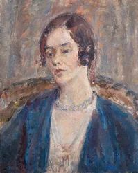 Melankolisk kvinna i blått, ca 1935 (olja på duk)
