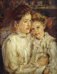 Mor och barn, ca 1900 (olja på duk)