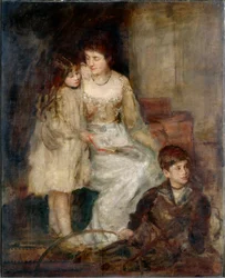Porträtt av Mrs Walker och hennes barn (olja på duk)