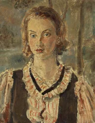 Porträtt av en flicka (olja på duk)