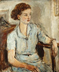 Porträtt av en sittande flicka, ca 1925 (olja på duk)