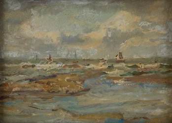 Rough sea, Yorkshire (olja på pannå)