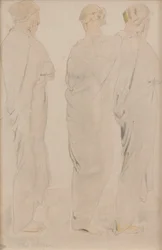 Tre muser, ca 1920 (blyerts och akvarell på papper)