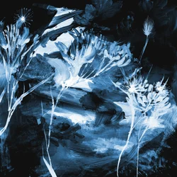 Blått blommönster