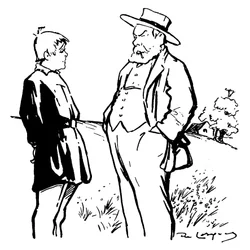illustration till pjäsen producerad av Jules Renard från hans roman "Carrot Head" (illustration)