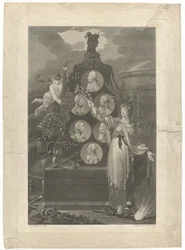 Allegory op de Vrede van Amiens, 1802 Den allmänna freden genom balans av tapperhet mars 1802 (titel på objekt)