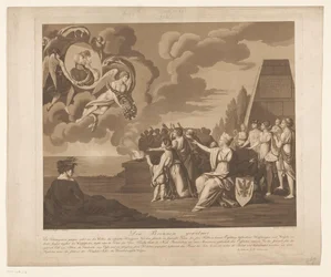 Allegori om äktenskapet (förmodligen) mellan Fredrik Vilhelm III av Preussen med Louise van Mecklenburg-Strelitz, 1793 Den Brennen Widmet (titel på objekt)