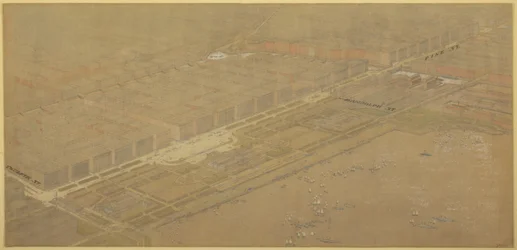 Plåt 114 från The Plan of Chicago, 1909: Chicago. Föreslagen Boulevard och Parkway på Michigan...