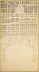 Plåt 129 från The Plan of Chicago, 1909: Chicago. Stadens affärscentrum, inom...