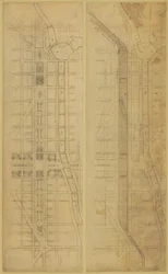 Plåt 78 2 Ritningar från The Plan of Chicago, 1909: Föreslagen plats och arrangemang av...